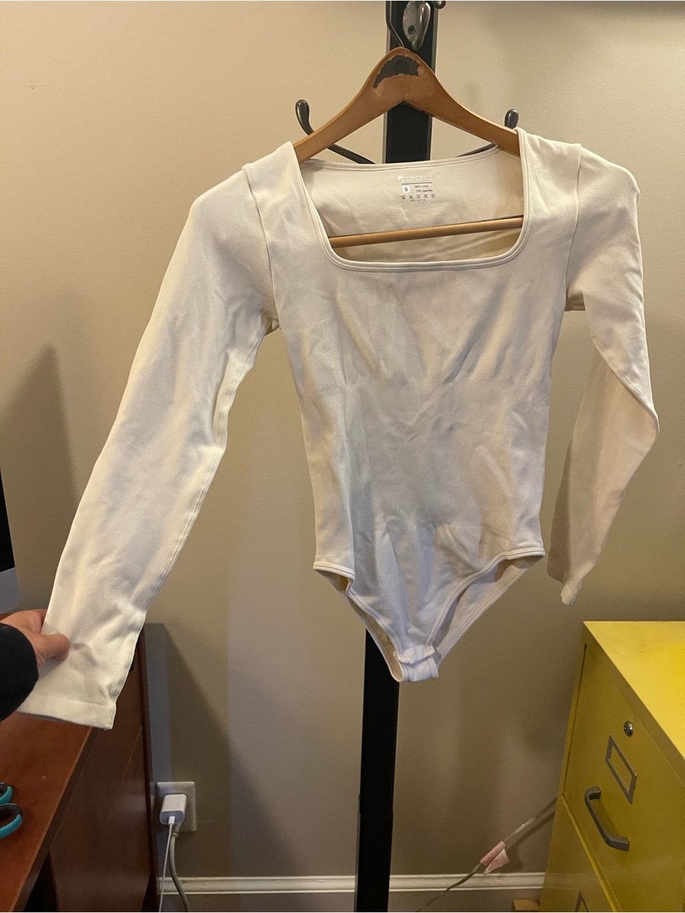Women's Long Sleeve White Bodysuit